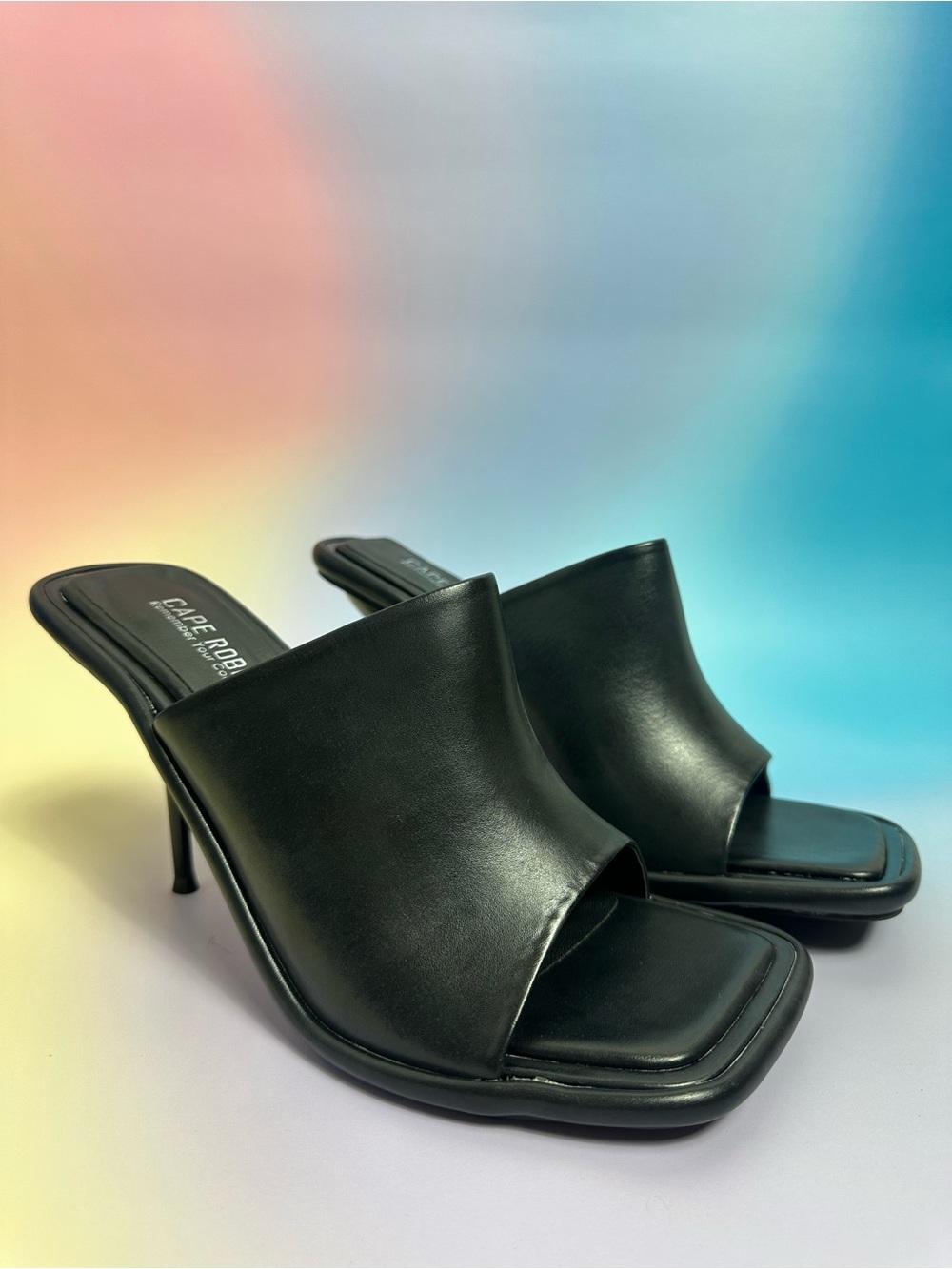 Cape Robbin Black Open-Toe Stiletto Mules